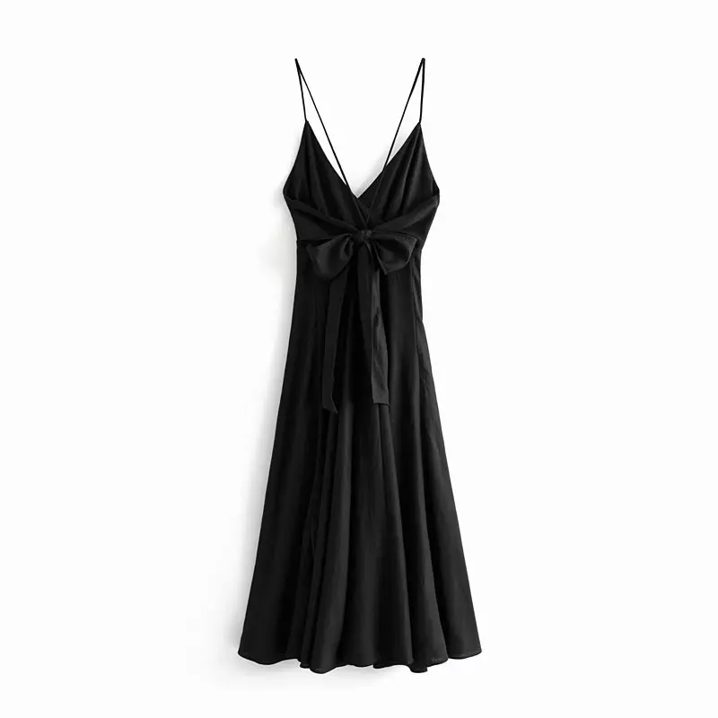 Женское платье mididress 2019 Новая мода без рукавов однотонное с v образным вырезом