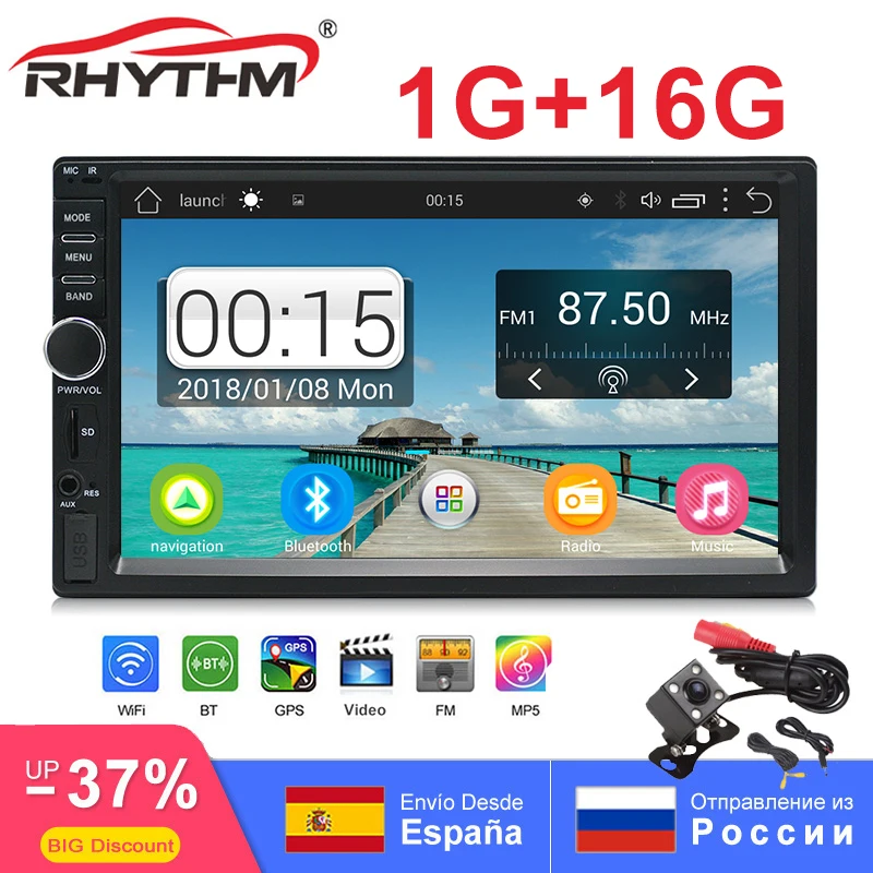 

2din Android Car Radio Universal GPS Navigation Bluetooth 7" 1024x600 Touch Auto Car Stereo Quad Core wifi USBA M/FM free Camera