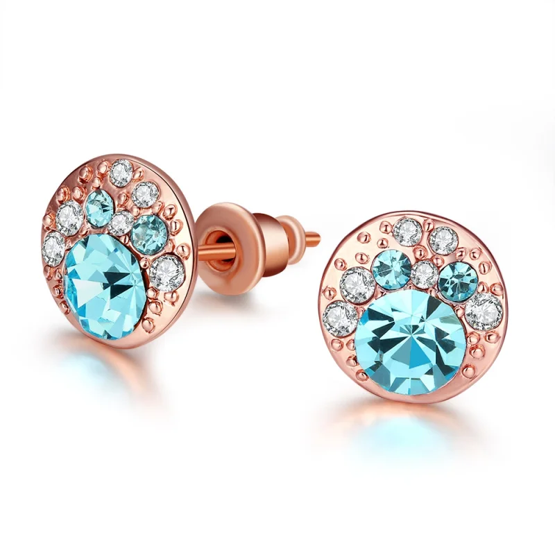 

Fashion gold Jewelry Blue cubic zirconia Peacock Stud Earrings Wholesaler earrings for women E2110