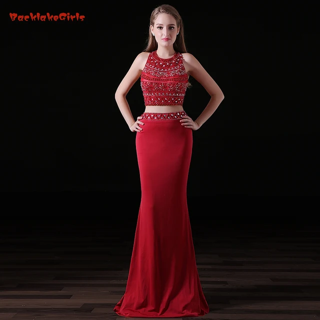 Aliexpress Elegant Red Folk Custom Beads Long Evening Elegant Red Folk Custom Beads Long Evening Dress Suit Mermaid Backless Real Photo Customized Porm Celebrity