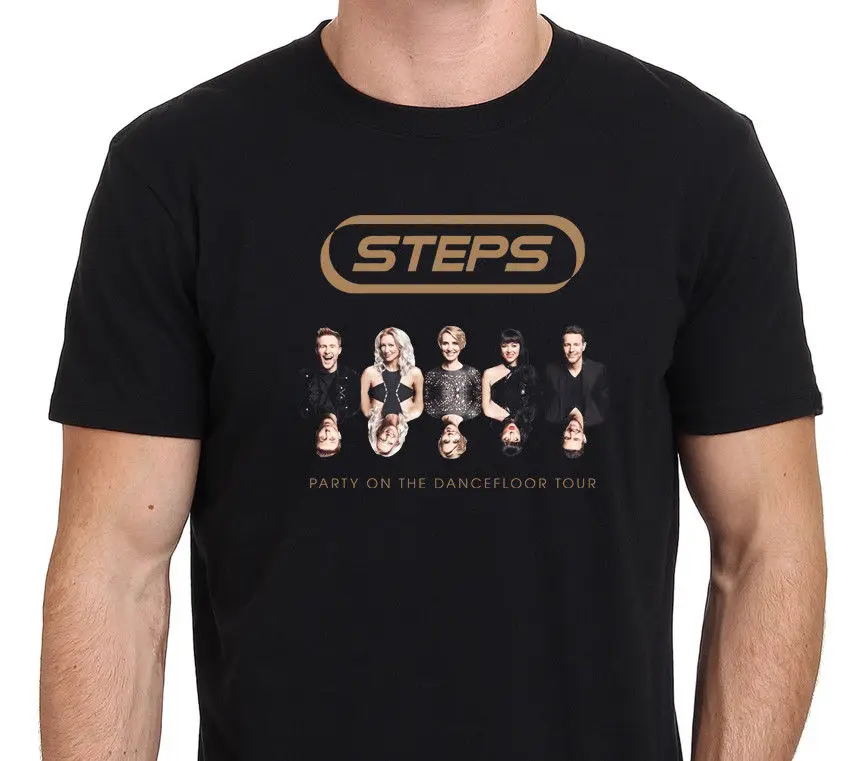 Шаги вечерние на танцпол Tour 2017 Для мужчин черный футболка Размеры: S M L XL