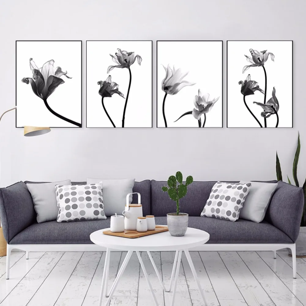 

Gohipang Minimalist Black White Plant Flower Photo Art Prints Poster Wall Picture Canvas Painting No Frame Home Decoration