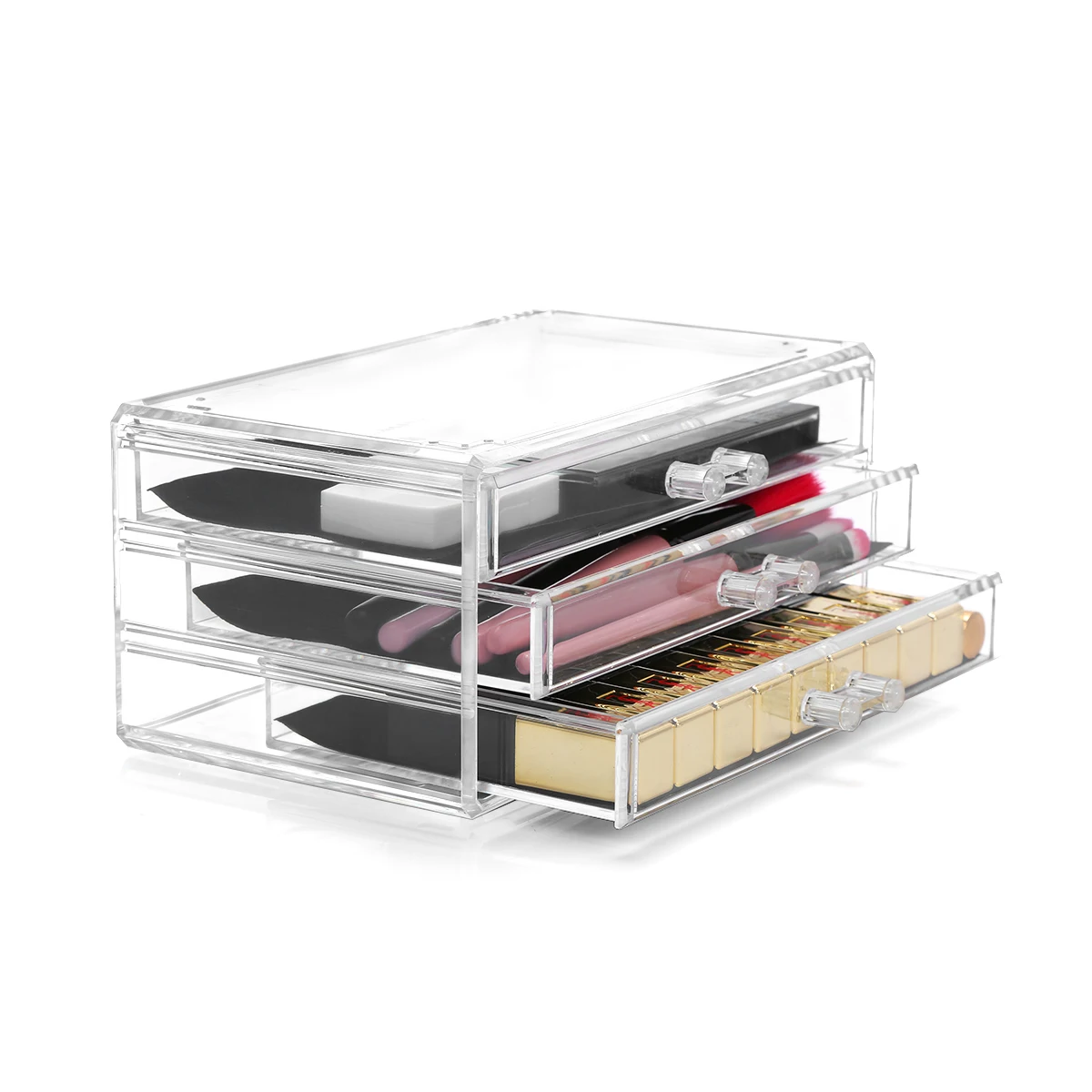 Clear Acrylic Cosmetic Organiser 3 Drawer Jewelry Makeup Organizer