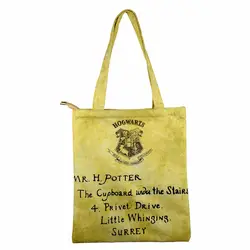 Классический Дизайн Для женщин хозяйственная сумка Гарри Поттер письмо сумки Повседневное с короткими ручками карман на молнии Мода