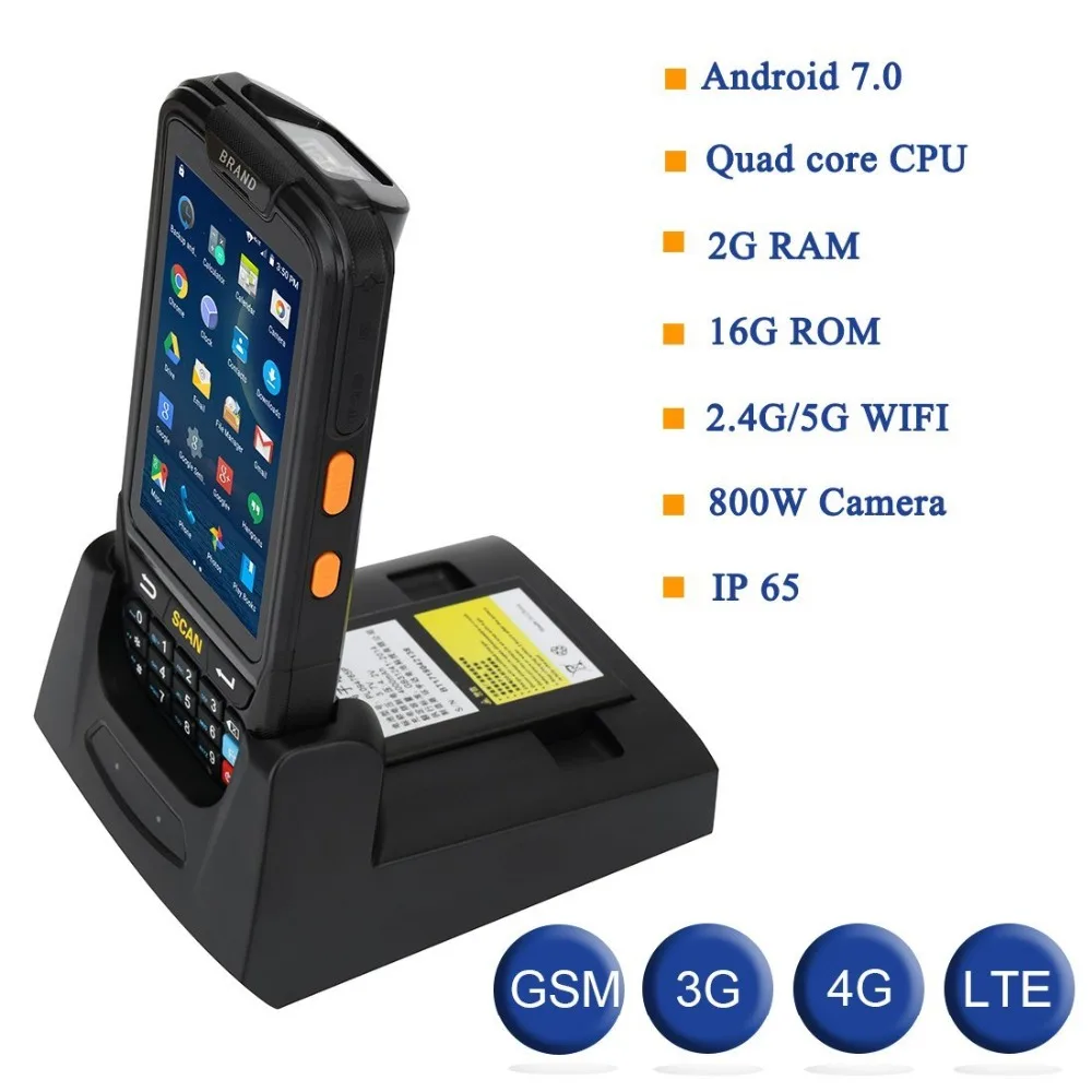 ISSYZONEPOS 4G المحمولة PDA الروبوت 7.0 POS محطة اللمس شاشة 2D الباركود ماسحة لاسلكية Wifi بلوتوث GPS قارئ شفرة التّعرّف