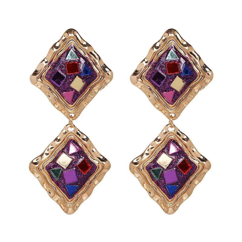 

Punk Style Sequin Rhombus Drop Earring Women Fashion Gold Color Za Pendientes Statement Aretes De Mujer Modernos 2018 Jewellery