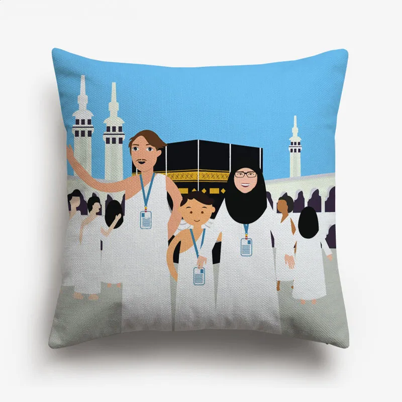 Наволочки с мультипликационным принтом Eid Mubarak Ramadan Kareem, исламский, мусульманский фонарь, Луна и звезда, льняная Наволочка на подушку, наволочка - Цвет: K