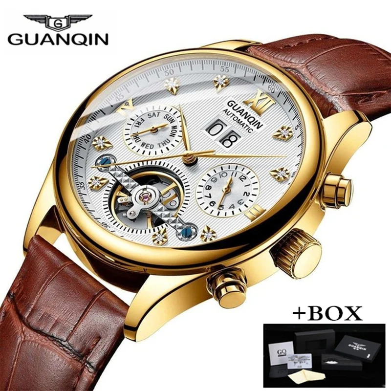 

GUANQIN 2019 Automatic Mechanical Watch Men Clock Men Tourbillon Waterproof Top Brand Luxury Dropshipping Date Relogio Masculino