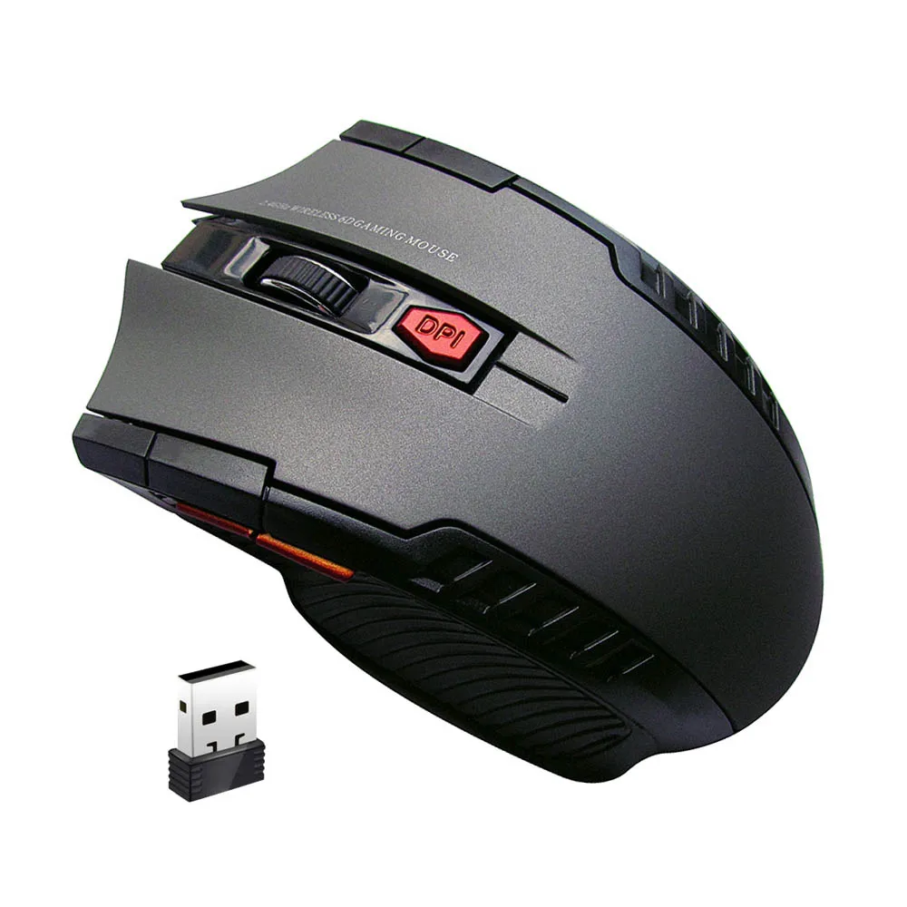 Rovtop 2,4 ГГц Беспроводная оптическая мышь для геймеров, новая игровая беспроводная мышь с приемником USB для ПК, игровых ноутбуков - Цвет: Серый