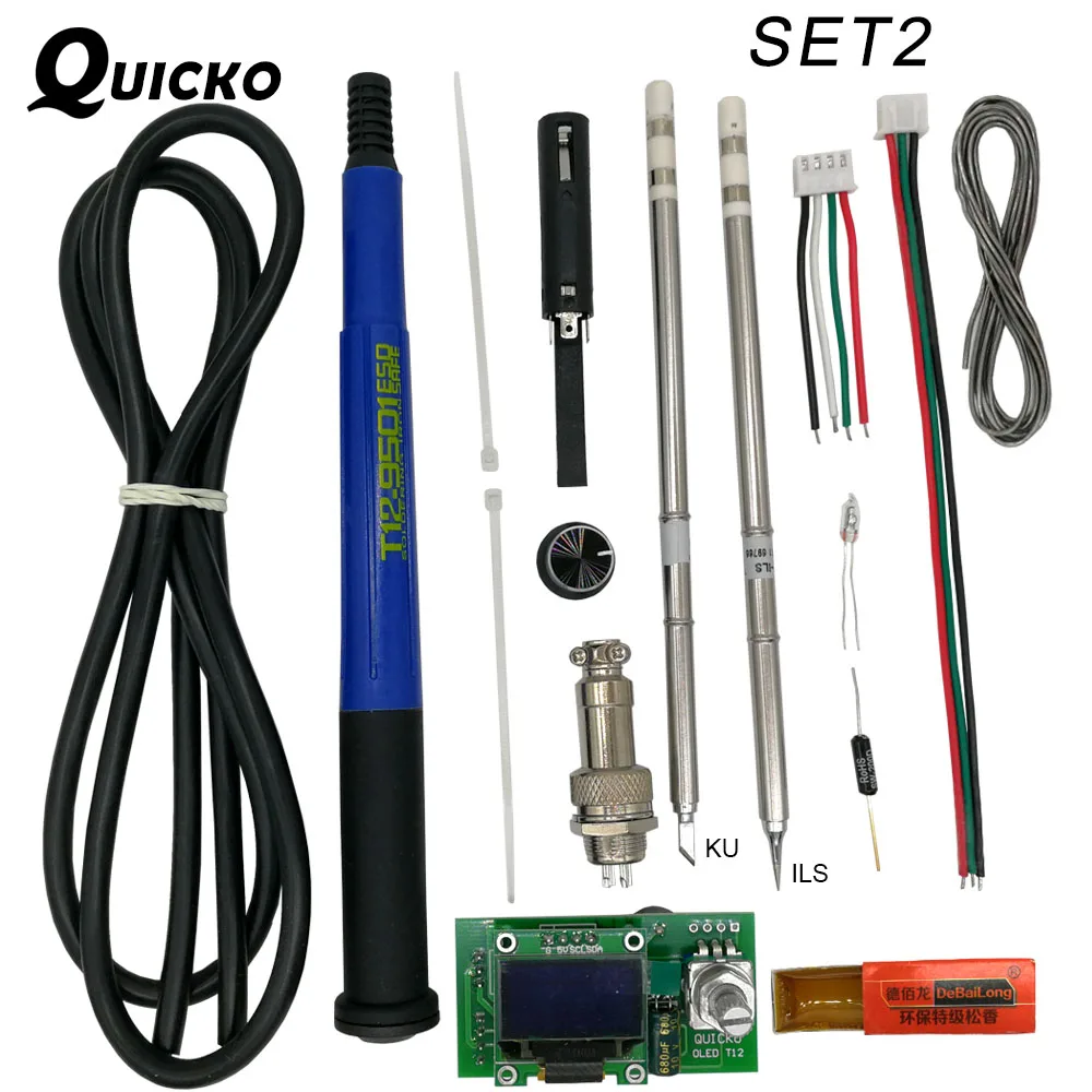 Goedkoop QUICKO Temperatuur passen T12 STC OLED Controller Digitale Soldeerbout Station lassen display gelden HAKKO T12 tips