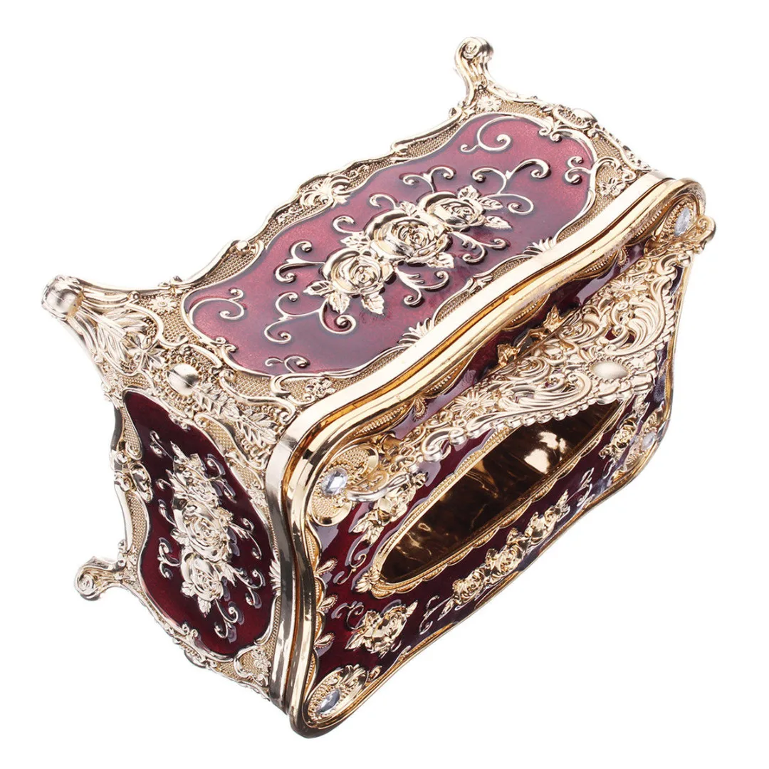 JX-LCLYL Elegant Gold Tissue Box Cover Chic Napkin Case Holder Hotel Home Decor Organizer