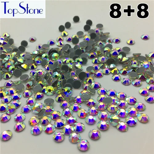 TopStone 16 резов(8 больших 8 маленьких) Горячая фиксация Стразы SS16 SS20 SS30 Кристальный AB прозрачный цвет Утюг на плоской задней части для одежды