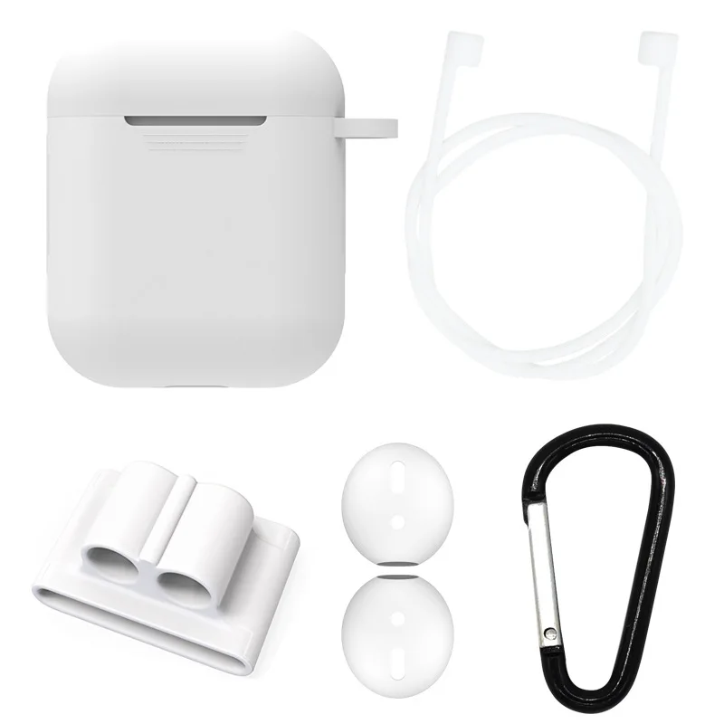 5 in 1 Headphone accessories Silicone Case for IPhone Air pods I1019SI12 earphone for Airpods bluetooth Earphone Cover Ear Cap (5)