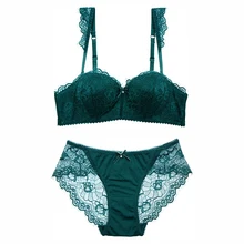 Модный сексуальный комплект с бюстгальтером для женщин, пуш-ап, кружевное белье трусики, Регулируемые дышащие чашки 1/2, набор бюстгальтеров французский, нижнее белье для молодых девушек