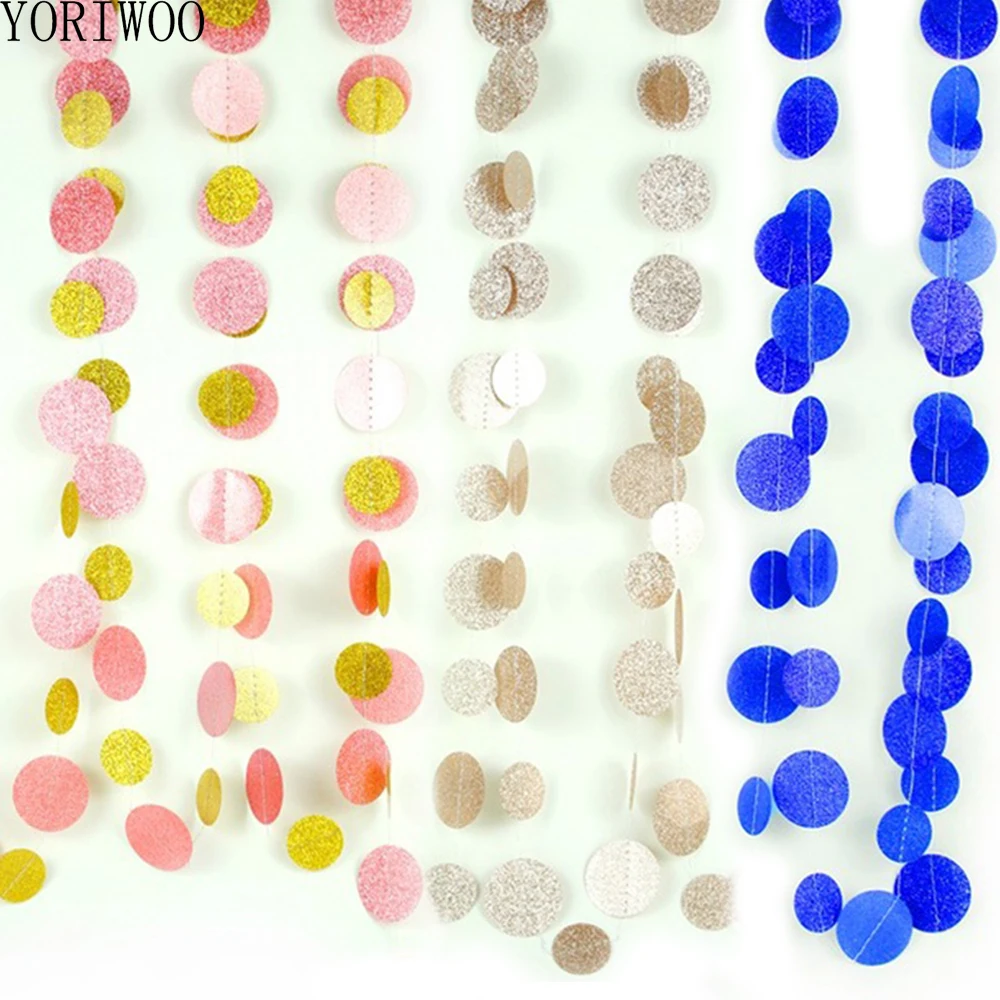 

YORIWOO 4M Glitter Star Garland Circle Flag Banner Christmas Garland Paper Wedding Birthday Wall Hanging Decoration Baby Shower
