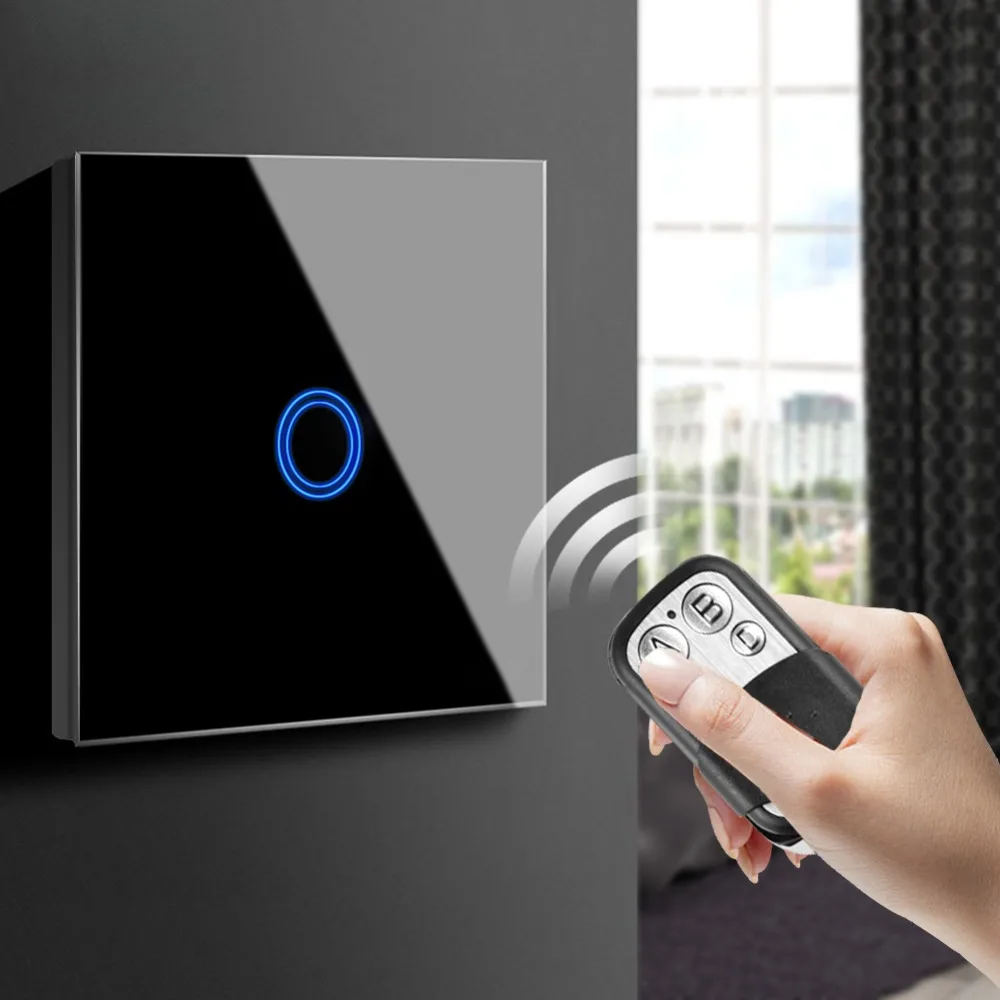 

1 Gang 1 Way Touch Switch LED Light Touch Screen Switch Wall Recessed Glass Panel Control Waterproof EU UK 220V RF Control