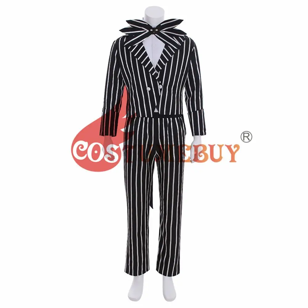 Costumebuy/Кошмар перед Рождеством; костюм Джека Скеллингтона; костюм в черную полоску; пиджак; Вечерние платья на Хэллоуин; унисекс - Цвет: male