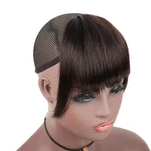 Лучший! Salonchat Black Straight 3 Clip-in Remy Blunt Bangs With Temple Sweeping Side Bangs Front Hair Fringes 100% Brazilian Human Hair Лучший!