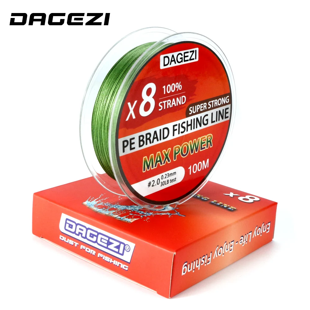 DAGEZI 8 нитей 100 м 30 80LB Многожильная леска супер крепкая ПЭ плетеная leader line 6