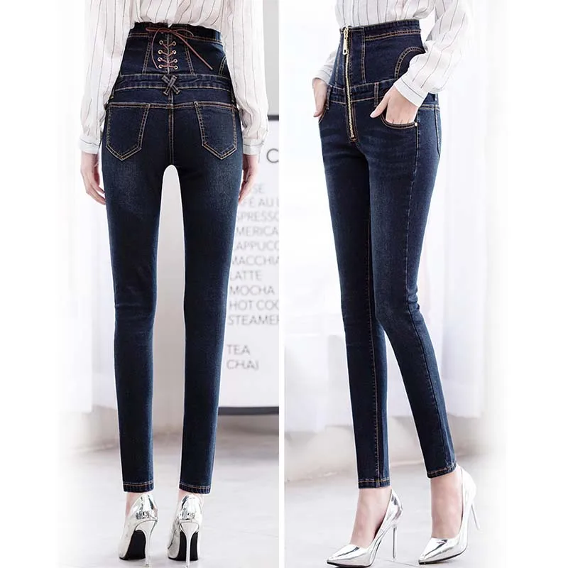 

Jeans For Women Mom Jeans High Waist Jeans Woman High Elastic Stretch Jeans Female Washed Denim Skinny Pencil Pants Plus Size4XL