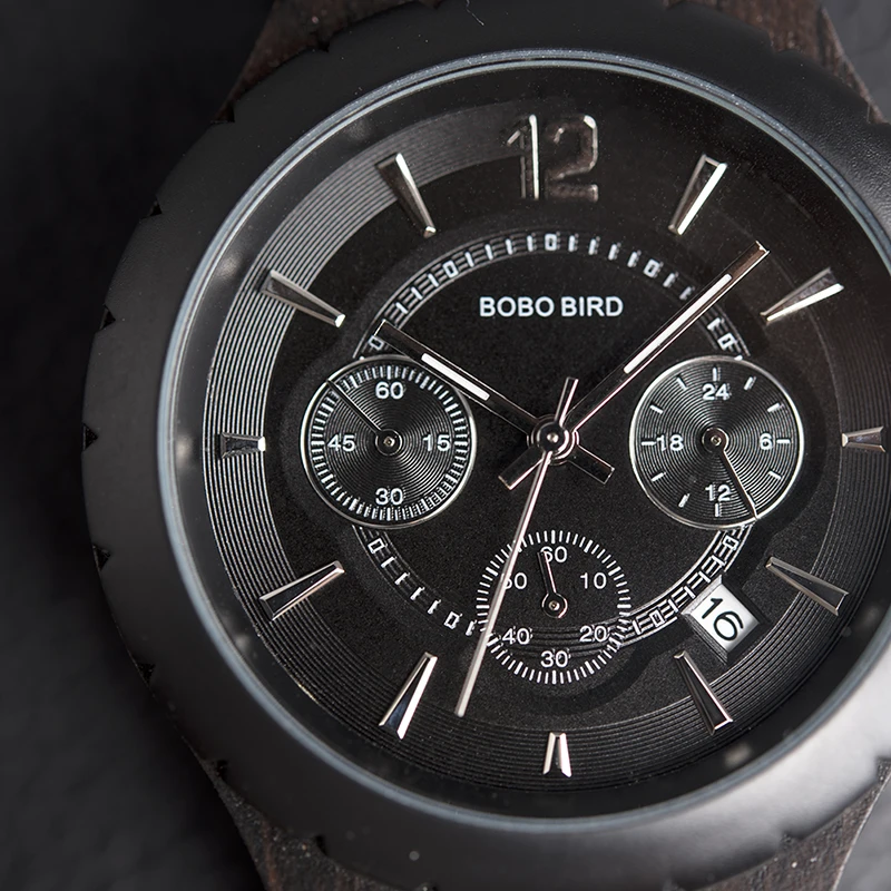 BOBO BIRD Men Watch Luxury Elegant Wood Metal Chronograph Auto Date Watches reloj hombre 2018 Idae Gift C-hR22 Dropship