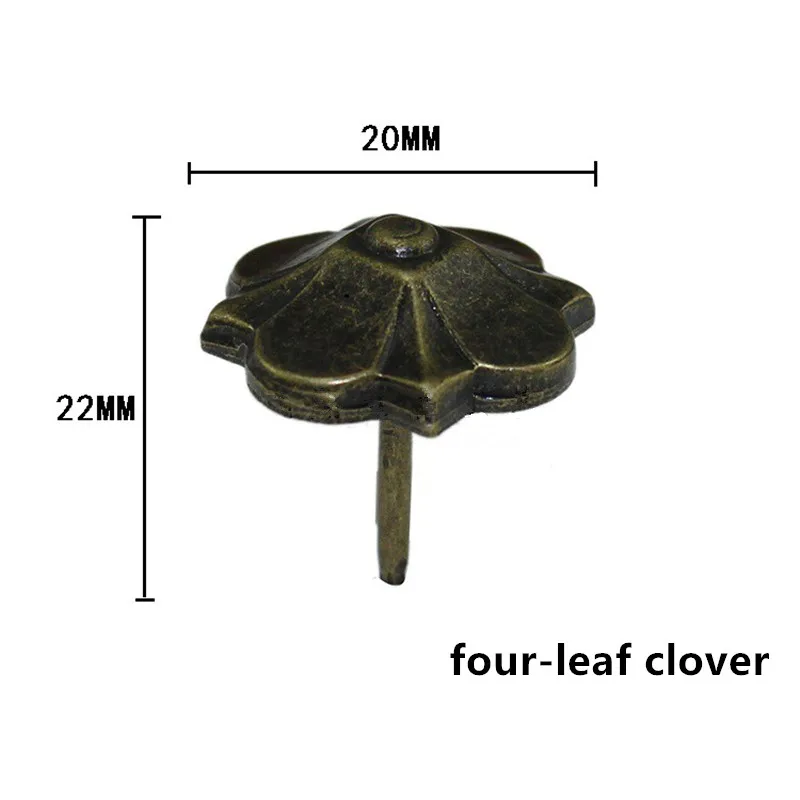 Мм 50 шт. 20x23 мм Винтаж Зонтик четырехлистный клевер гвозди декоративные Колки шпильки деревянный ящик Чехол мебель гвоздь-кнопка