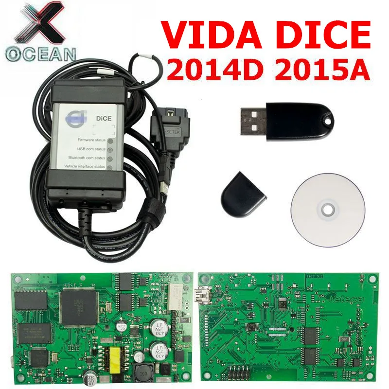 

For Volvo Vida Dice 2015A Add Cars To 2017 OBD2 Car Diagnostic Tool 2014D Vida Dice Pro Full Chip Green Board Free Shipping