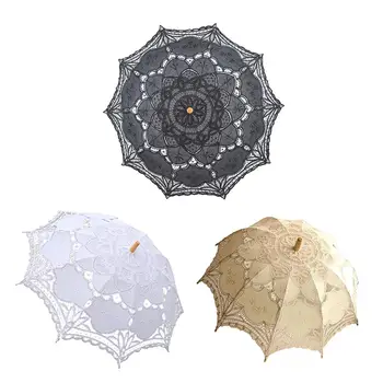 

European Style Cutout Wedding Umbrella Decoration Handmade Black Lace Parasol Gift Umbrella Accessories Drop Shipping