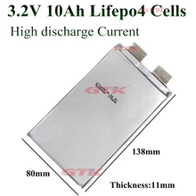 1 шт. GTK 3,2 v 10ah lifepo4 10000 mah аккумулятор 10ah 3,2 V аккумулятор 3,2 v 30A длинные вкладки наконечники для аккумулятора