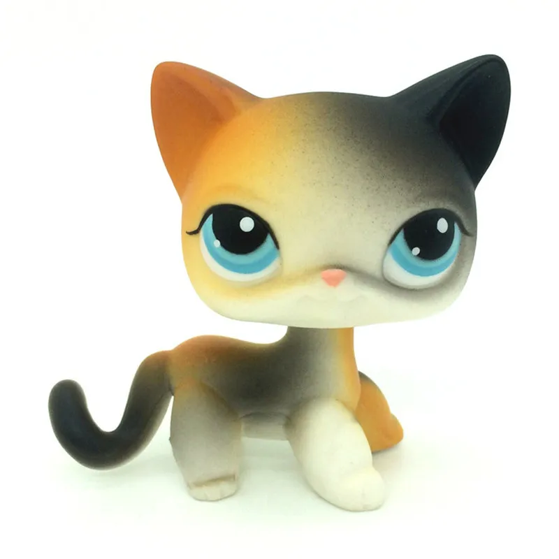

LPS Pet Shop New Rare Blue Eyes Orange Black Siamese Standing Cute cat Cosplay Mini Collection Action Figure Children Best Gift