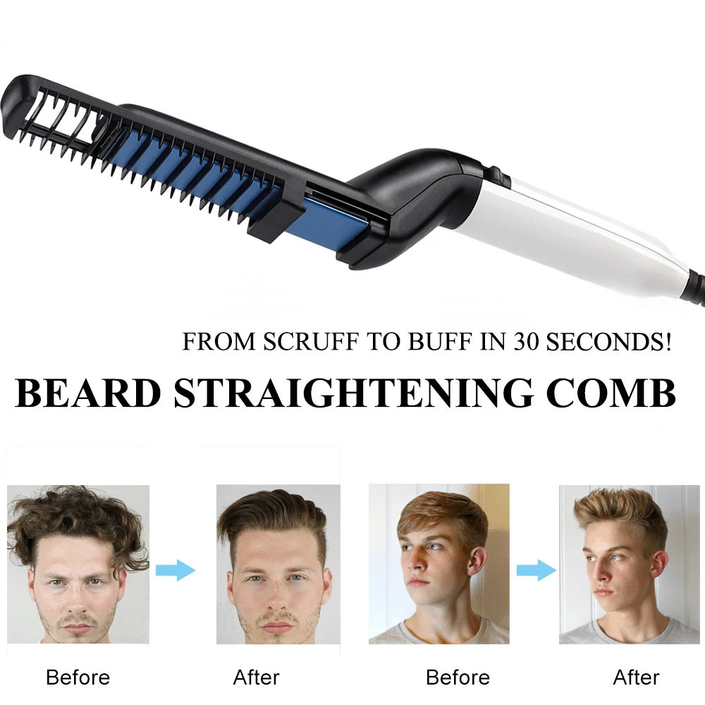 

Multifunctional Quick Beard Straightener Hair Comb Curling Curler Show Cap Men