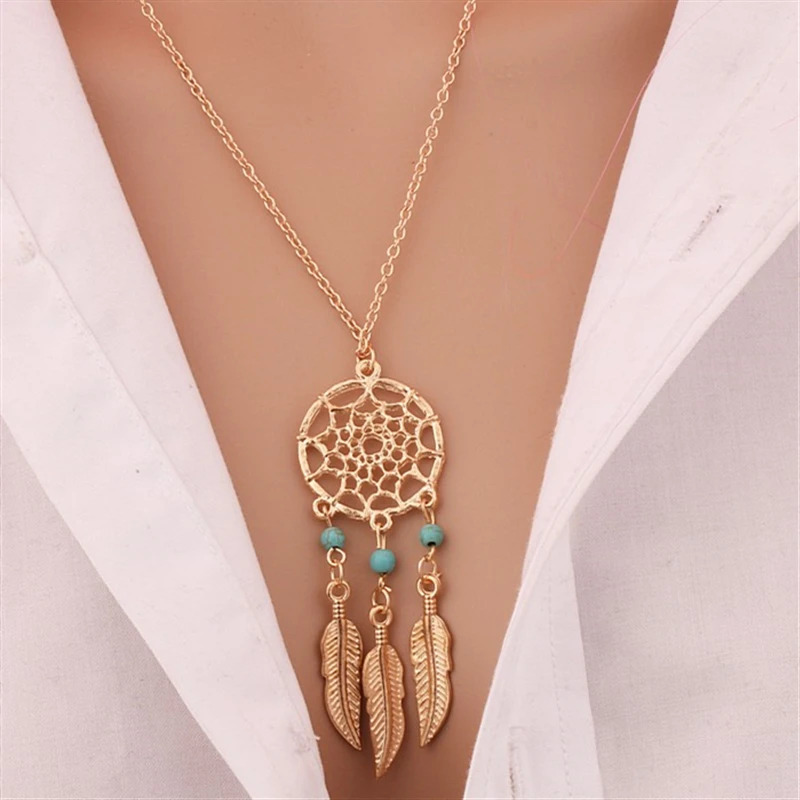 

2019 Hot Fashion Bijoux Vintage Retro Hollow Feather Dream Catcher Pendant Maxi Statement Chokers Necklaces For Women Jewelry