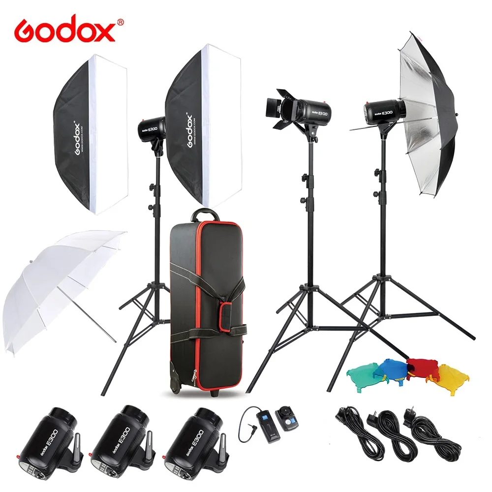 Godox E300-D Фотостудия Speedlite светильник ing Kit с 300 Вт студийный стробоскопический светильник-стойка софтбокс пусковой механизм для двери сарая