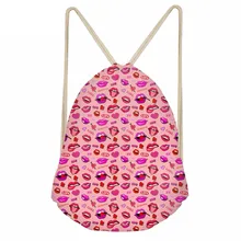 Модный, с изображением красных губ, принт, женские сумки на шнурке, мягкие многофункциональные дорожные сумки, рюкзаки для девочек, BookbagsSumka