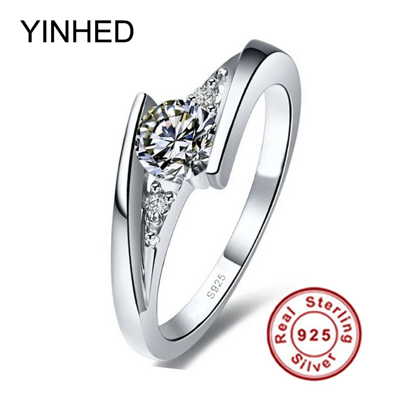Prix pour Envoyer Certificat D'argent! YINHED Solide 925 Bague En Argent Sterling Bijoux 0.5 Carat Cubique Zircon CZ Anneaux De Mariage pour les Femmes ZR036 Prix pour Envoyer Certificat D'argent! YINHED Solide 925 Bague En Argent Sterling Bijoux 0.5 Carat Cubique Zircon CZ Anneaux De Mariage pour les Femmes ZR036