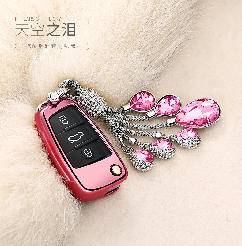 

New Soft TPU Auto Key Protection Cover Case crystal keychain For Audi C6 A7 A8 R8 A1 A3 A4 A5 Q7 A6 C5 Car Holder Shell Car-Styl