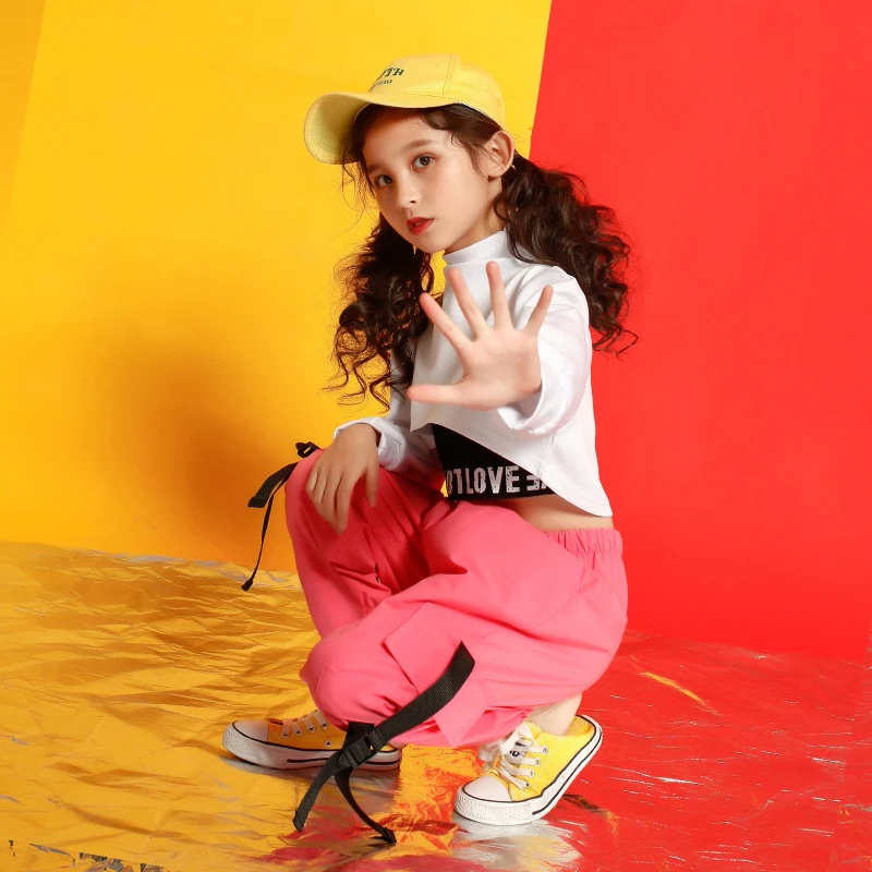 Kids Hip Hop Clothing Outfits Jazz Dance Costume for Girls Cropped Sweatshirt Top Shirt Jogger Pants Ballroom Dancing Stage wear