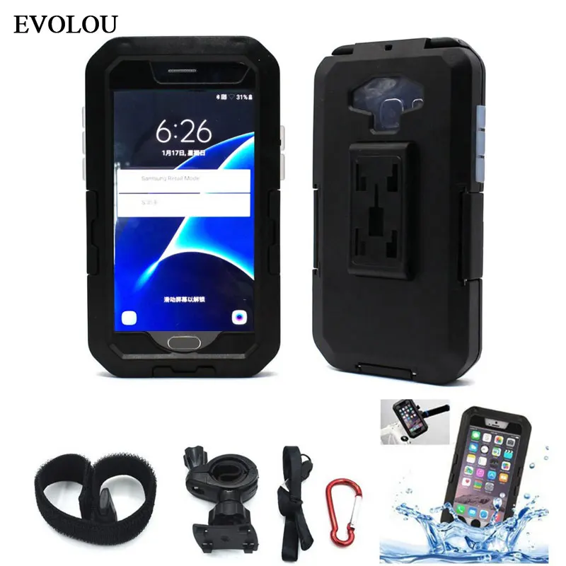 Motorcycle Bicycle Phone Holder Support Stand for Samsung S9 S8 S7 S6 Edge S5 Waterproof Case Handlebar Mount Holder Armor Bag