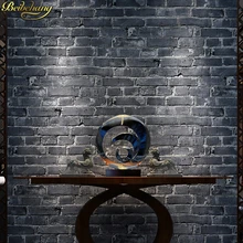 Papel de pared beibehang, rollo de papel de pared de ladrillo negro 3d, suelo de vinilo 3d, papel de pared de piedra gris de PVC para decoración de sala de estar