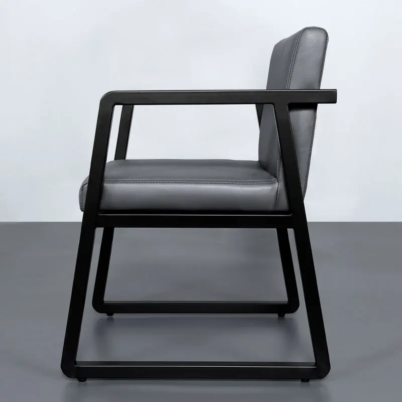 Designer Armchair Full Steel Backrest Dining Chair Leather Soft Backrest Dining Chair Leather Soft