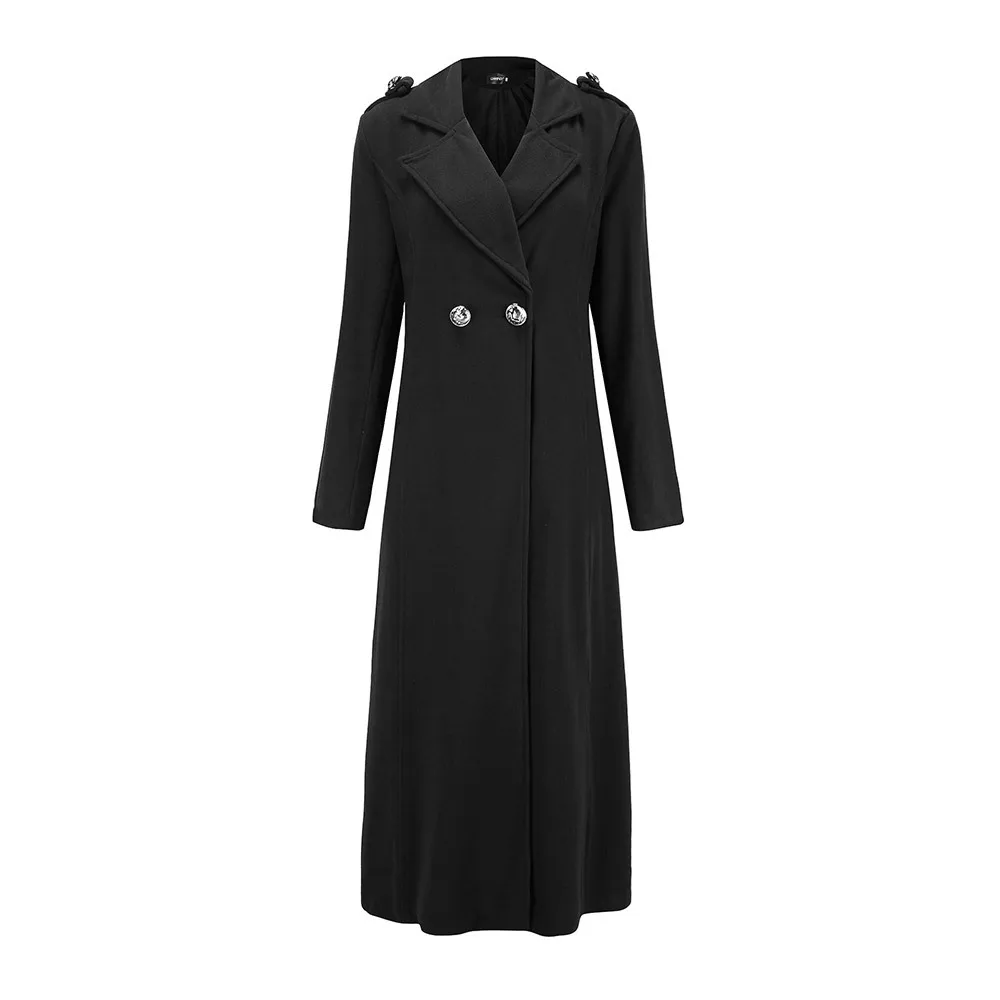 Winter Black Long Woolen Coats Women Autumn Overcoats Windbreaker Warm