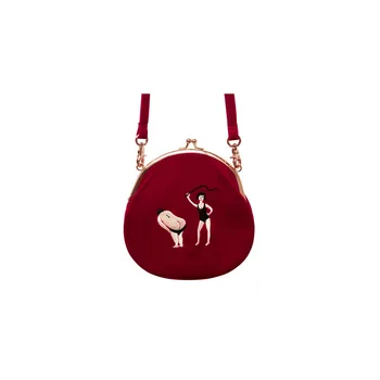 

YIZI STORE the New Crossbody Bag Literary Embroidery Velvet Simple Mobile Phone Shoulder Bags Girls bag