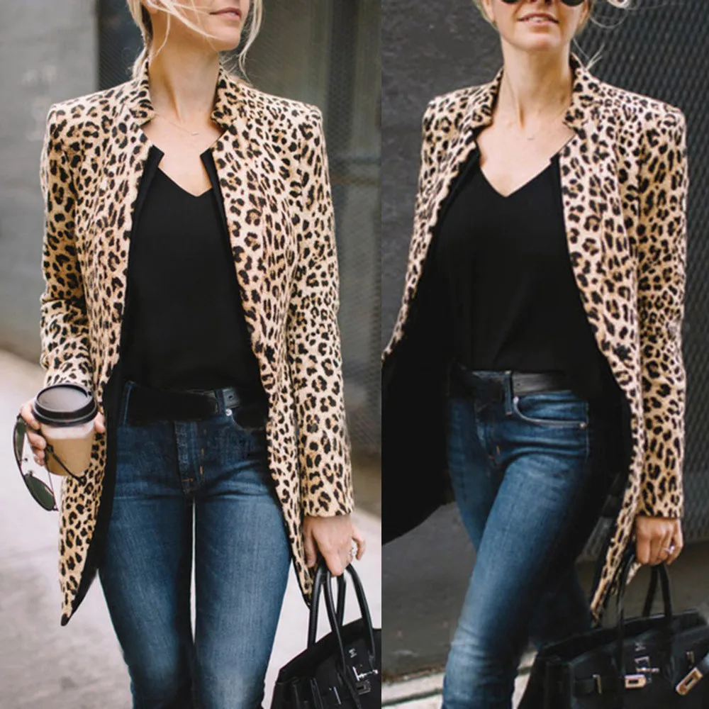 

Autumn Jacket Women Coat Women Leopard Printed Sexy Winter WarmCoat Cardigan Long Cardigan Coat jaqueta feminina куртка женская
