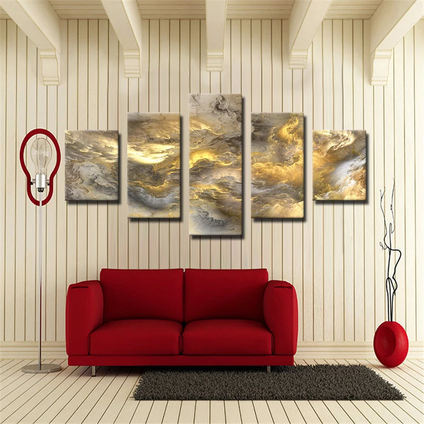 

5 Pane Beautiful Colors Unreal Clouds The Family Decorates Print On The Canvas wall Art Picture Gift Unframed Poster and Prints