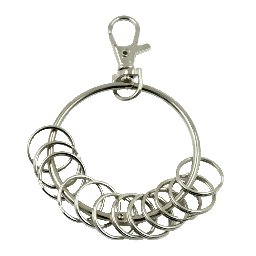 Phenovo Silver Key Rings Holder Silver Round Large Retro Keychain Key Holder for Organizing Keys Fashion Jewelry