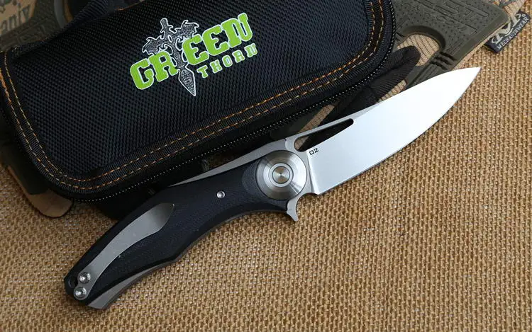 Зеленый шип темно шарикоподшипник тактический складной нож для ежедневного использования, D2 лезвие titanium+ G10 ручка лагерь Охота на открытом воздухе ножи для выживания EDC инструменты