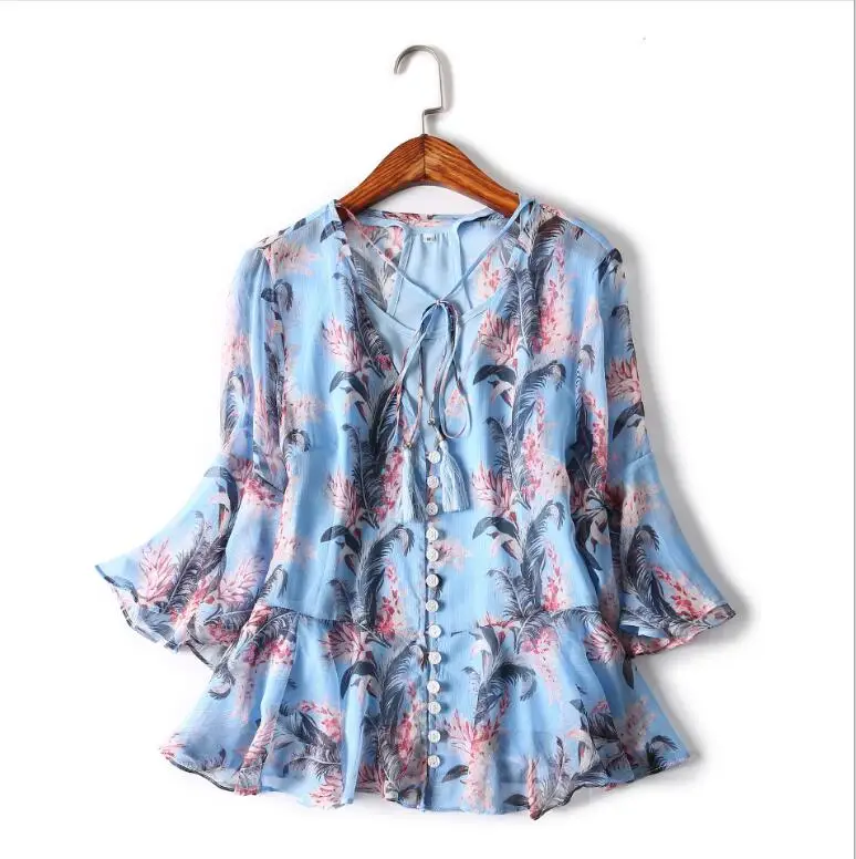 blue print blouse