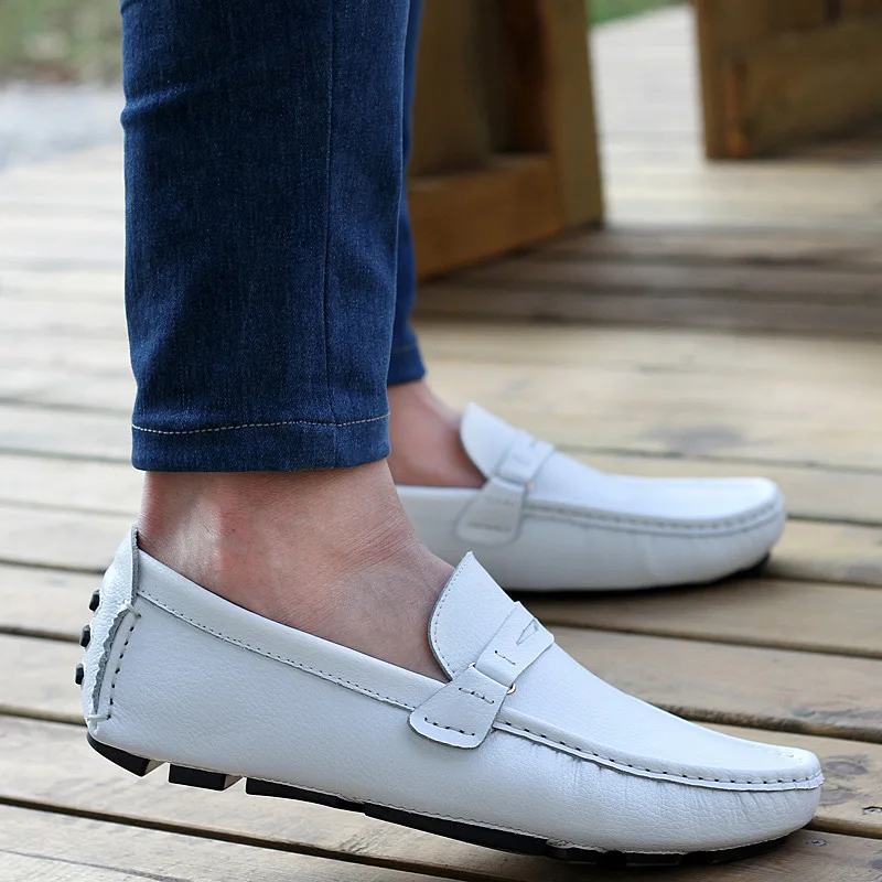 Fashion Genuine Leather Men Loafers Spring Autumm Flat Driving Shoes Solid Slip on | Обувь