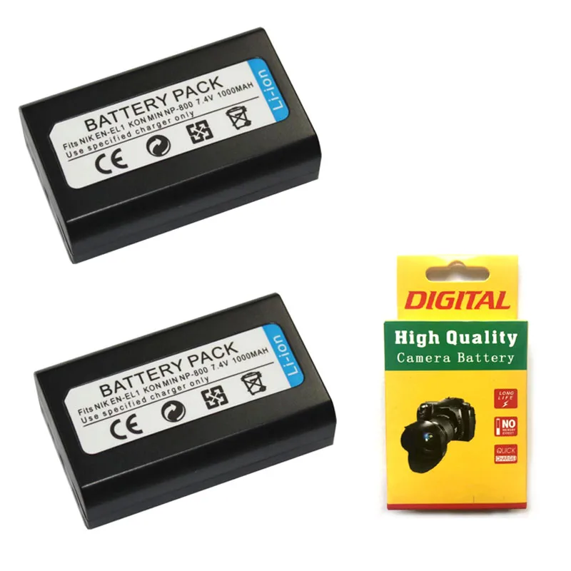 

Lot 2pcs 7.4V 1000mAh EN-EL1 ENEL1 EN EL1 NP-800 NP800 Camera Battery For Nikon 775 880 995 4300 4500 4800 5400 5700 8700