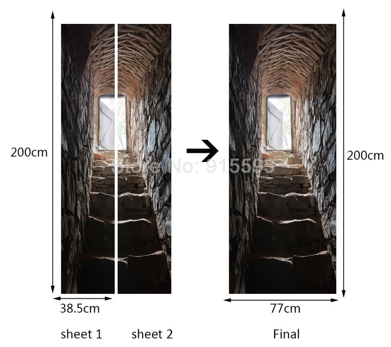 3D стереоскопическая каменная лестница дверь наклейка s Настенные обои домашний декор Европейский Креативный DIY самоклеющаяся ПВХ Настенная Наклейка